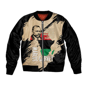 Marcus Garvey Day Sleeve Zip Bomber Jacket UNIA Flag Mix African Map - African Pride