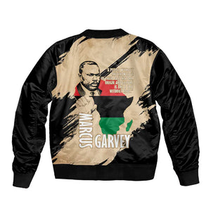 Marcus Garvey Day Sleeve Zip Bomber Jacket UNIA Flag Mix African Map - African Pride