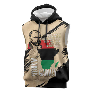 Marcus Garvey Day Sleeveless Hoodie UNIA Flag Mix African Map - African Pride