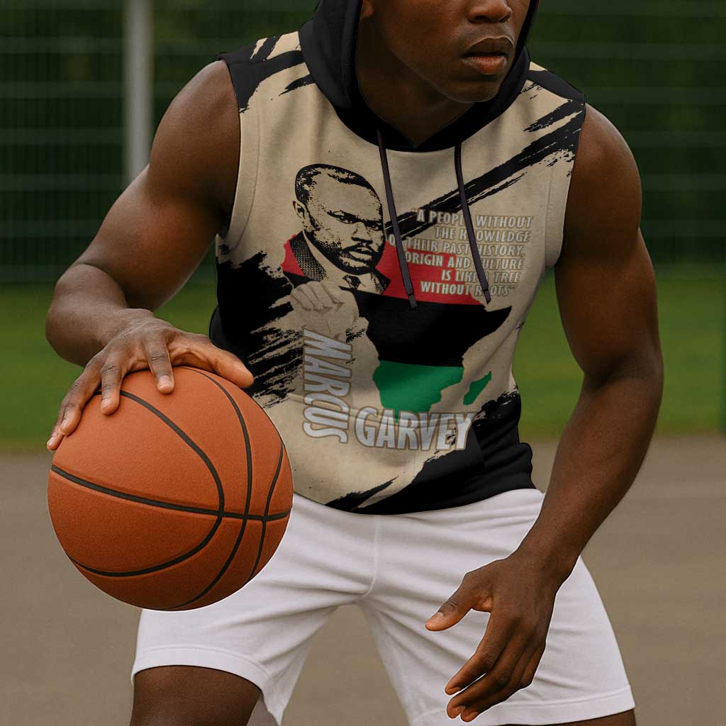 Marcus Garvey Day Sleeveless Hoodie UNIA Flag Mix African Map - African Pride