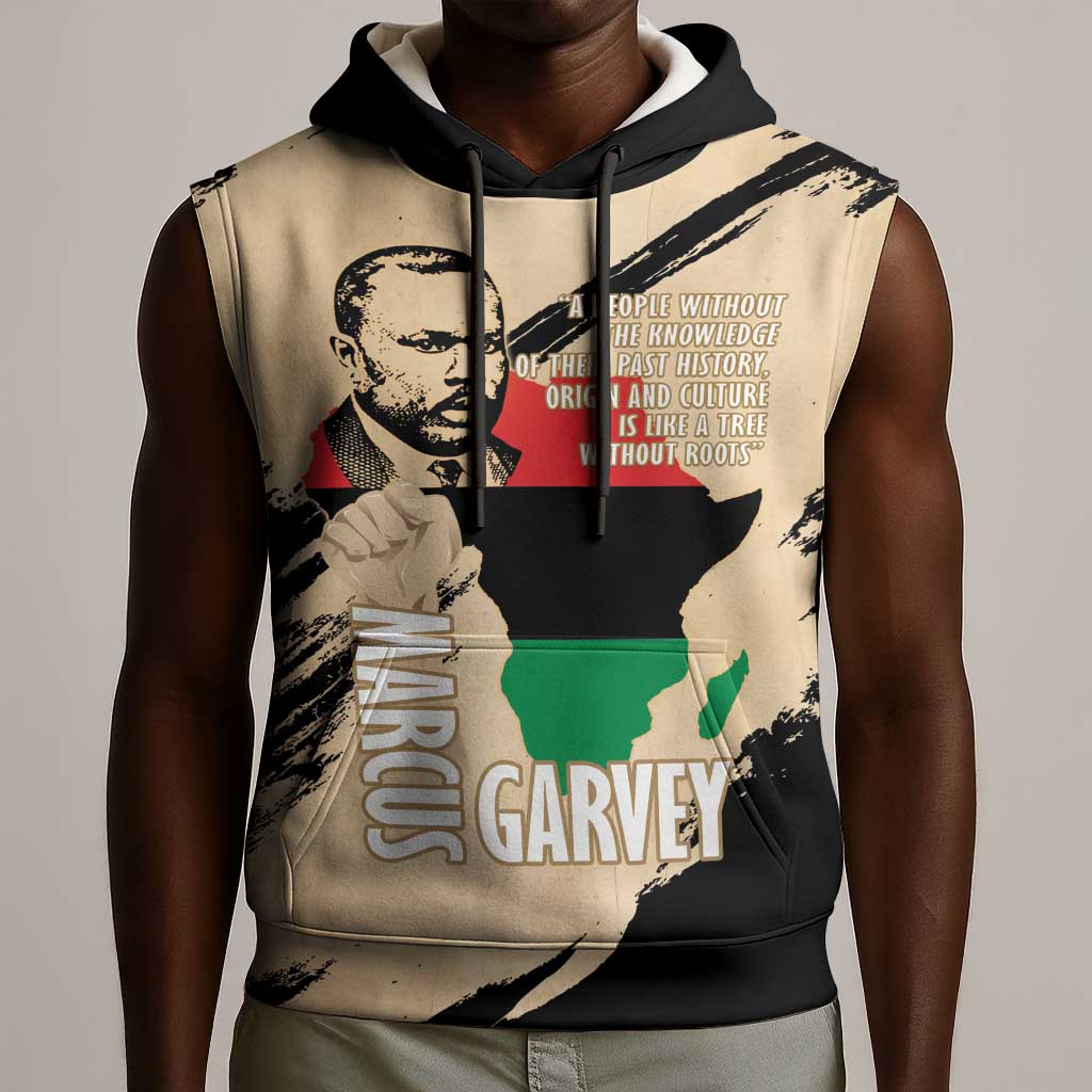 Marcus Garvey Day Sleeveless Hoodie UNIA Flag Mix African Map - African Pride