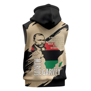 Marcus Garvey Day Sleeveless Zip Hoodie UNIA Flag Mix African Map - African Pride