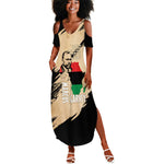 Marcus Garvey Day Summer Maxi Dress UNIA Flag Mix African Map - African Pride