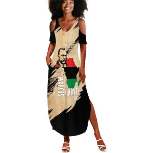 Marcus Garvey Day Summer Maxi Dress UNIA Flag Mix African Map - African Pride