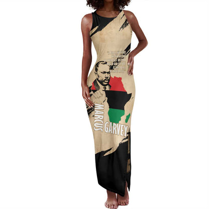 Marcus Garvey Day Tank Maxi Dress UNIA Flag Mix African Map - African Pride