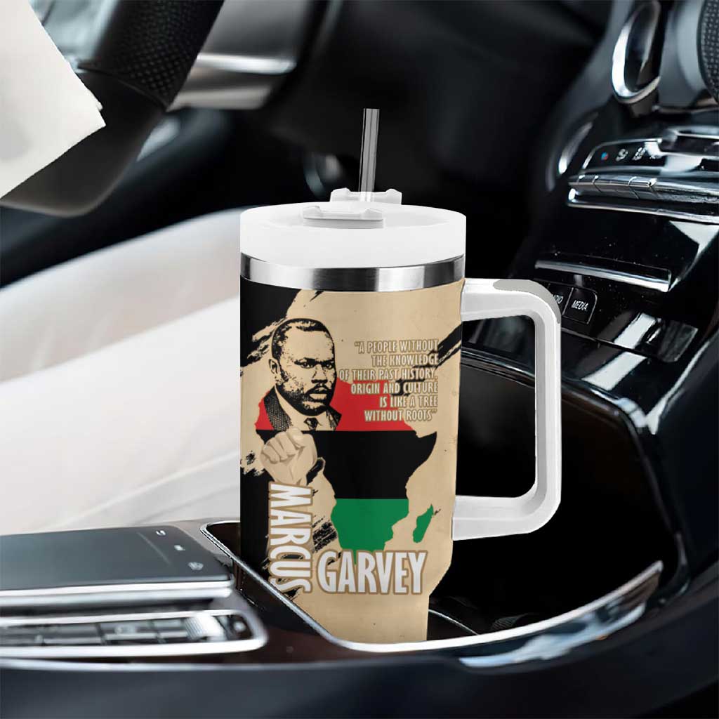 Marcus Garvey Day Tumbler With Handle UNIA Flag Mix African Map - African Pride