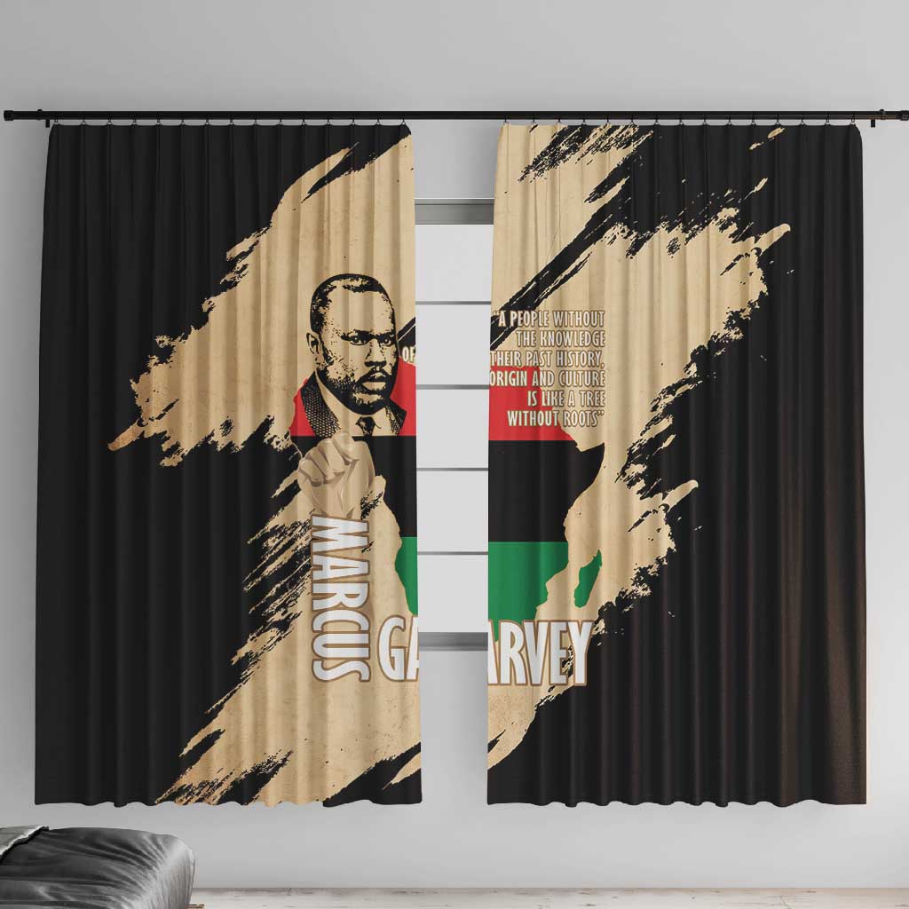 Marcus Garvey Day Window Curtain UNIA Flag Mix African Map - African Pride