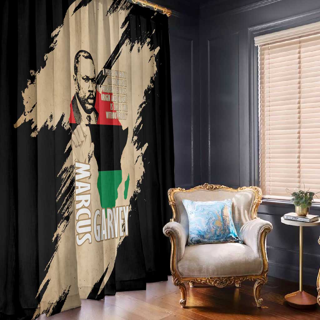 Marcus Garvey Day Window Curtain UNIA Flag Mix African Map - African Pride