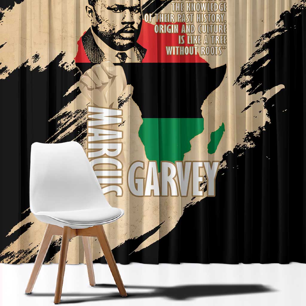 Marcus Garvey Day Window Curtain UNIA Flag Mix African Map - African Pride