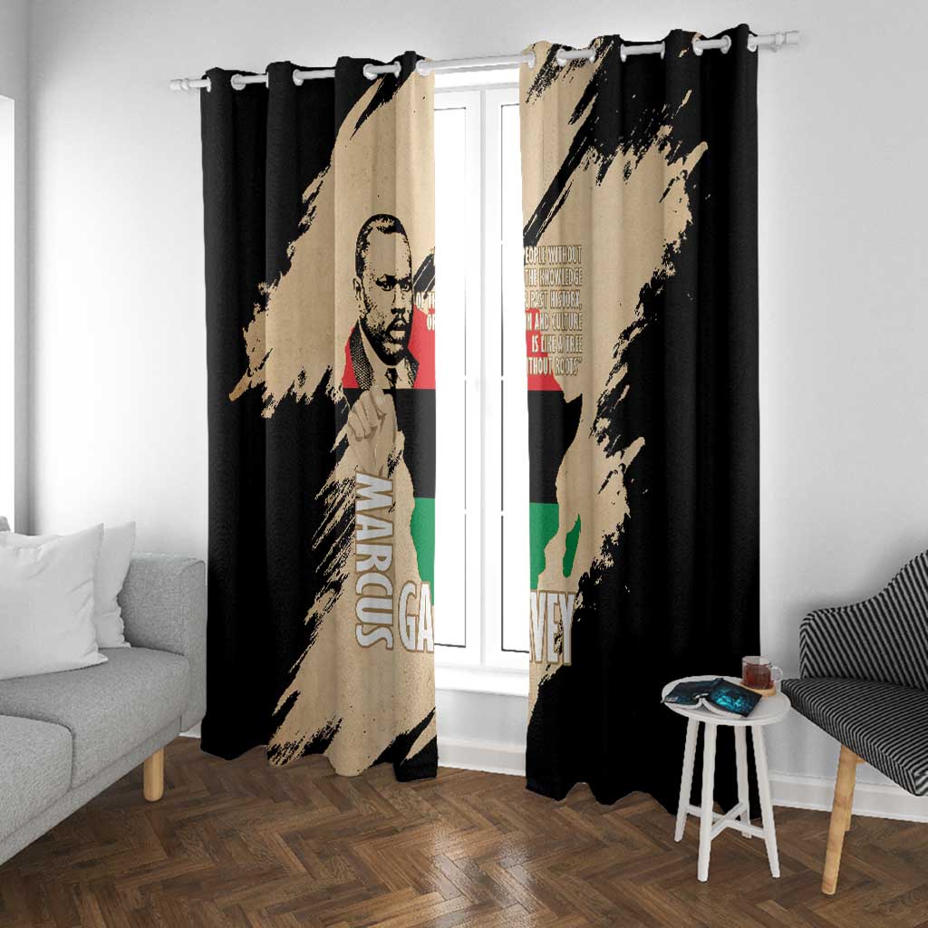 Marcus Garvey Day Window Curtain UNIA Flag Mix African Map - African Pride