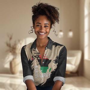 Marcus Garvey Day Women Casual Shirt UNIA Flag Mix African Map - African Pride