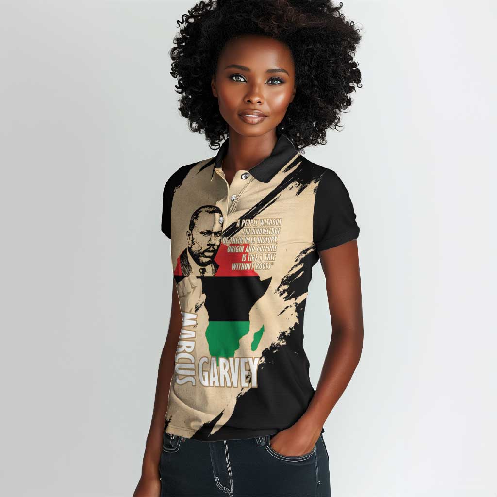 Marcus Garvey Day Women Polo Shirt UNIA Flag Mix African Map - African Pride