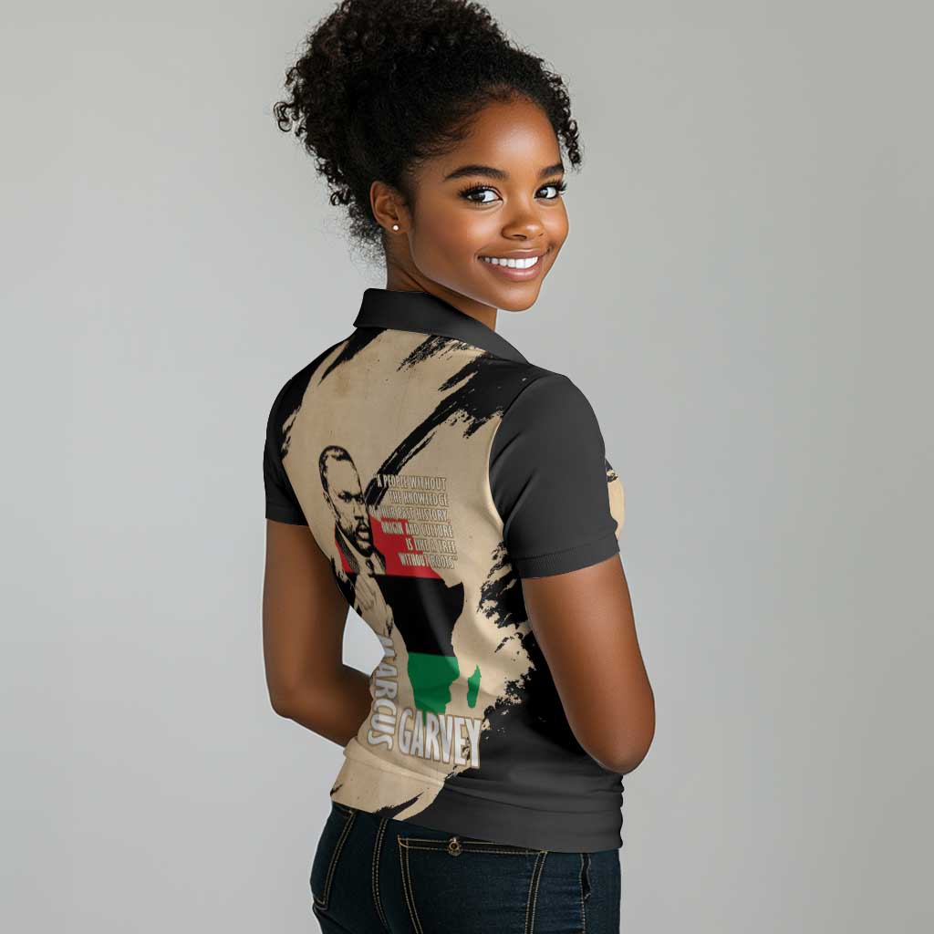 Marcus Garvey Day Women Polo Shirt UNIA Flag Mix African Map - African Pride