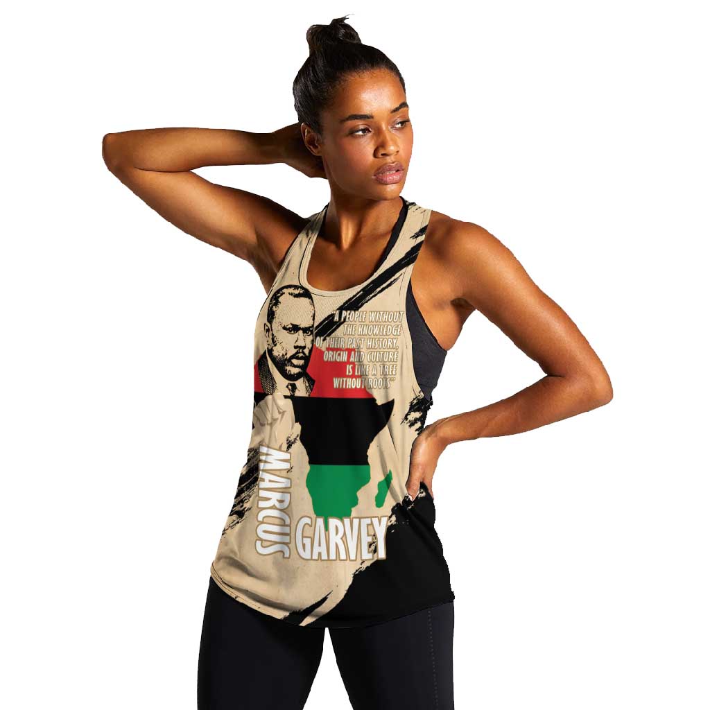 Marcus Garvey Day Women Racerback Tank UNIA Flag Mix African Map - African Pride