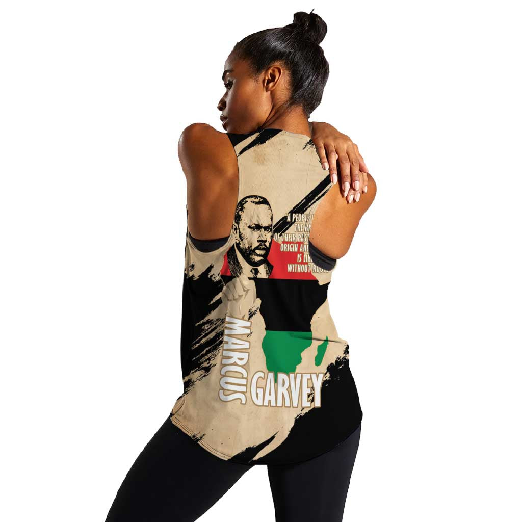 Marcus Garvey Day Women Racerback Tank UNIA Flag Mix African Map - African Pride
