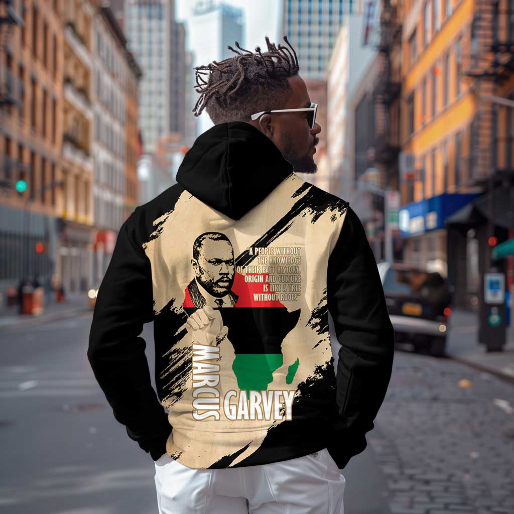 Marcus Garvey Day Zip Hoodie UNIA Flag Mix African Map - African Pride