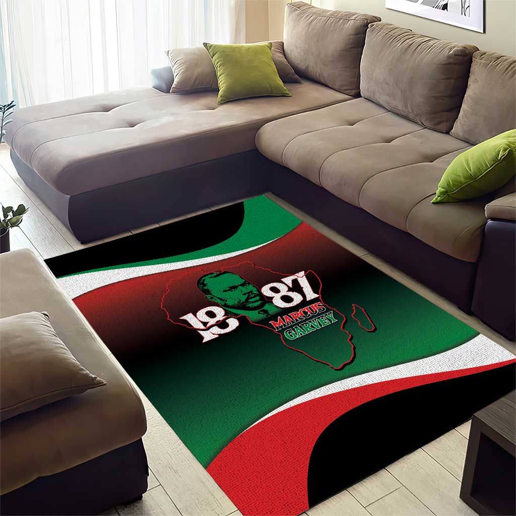 Marcus Garvey 1887 Area Rug African Map Curves Style - African Pride