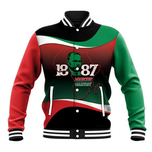 Marcus Garvey 1887 Baseball Jacket African Map Curves Style - African Pride