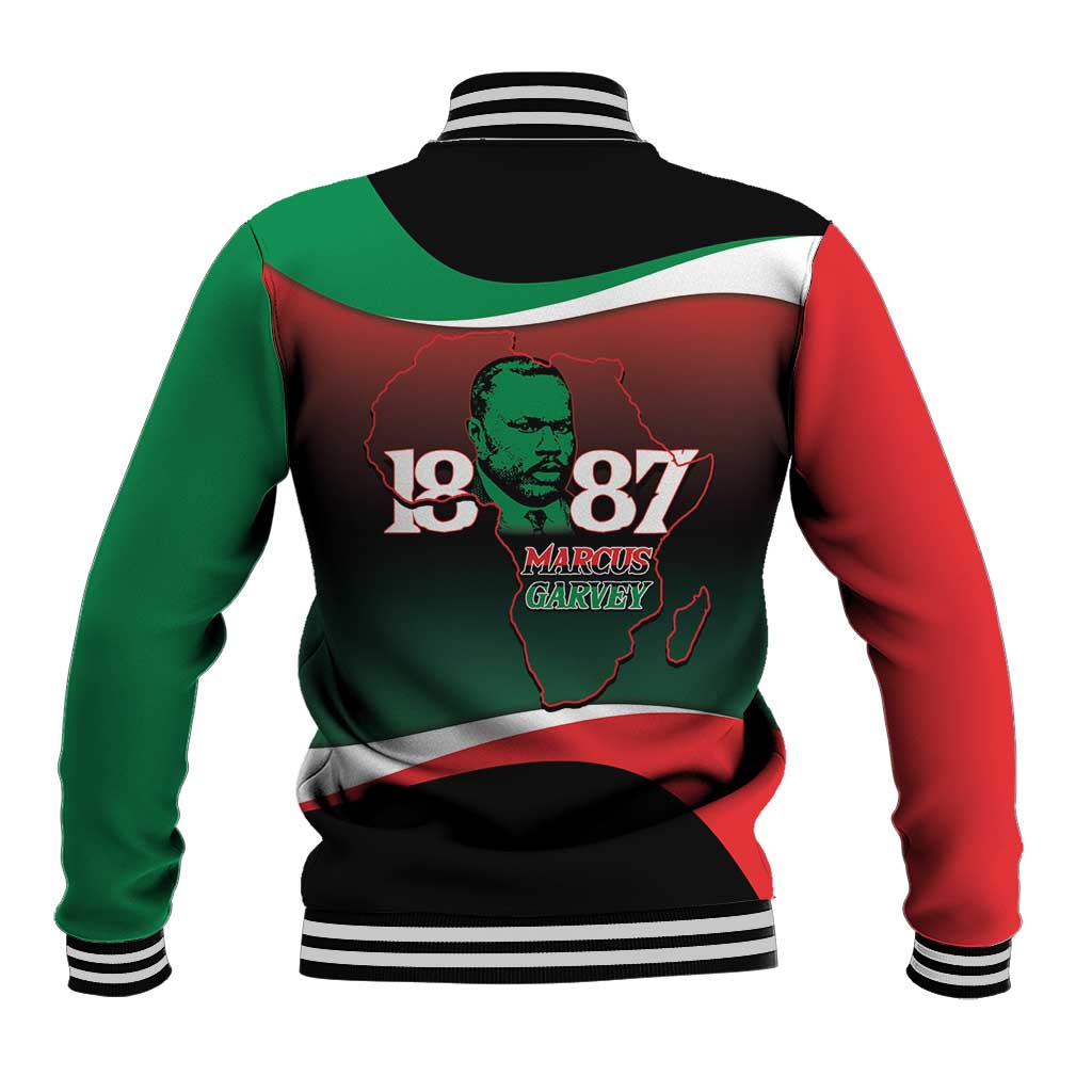 Marcus Garvey 1887 Baseball Jacket African Map Curves Style - African Pride