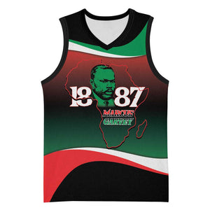 Marcus Garvey 1887 Basketball Jersey African Map Curves Style - African Pride