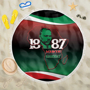 Marcus Garvey 1887 Beach Blanket African Map Curves Style - African Pride