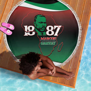 Marcus Garvey 1887 Beach Blanket African Map Curves Style - African Pride