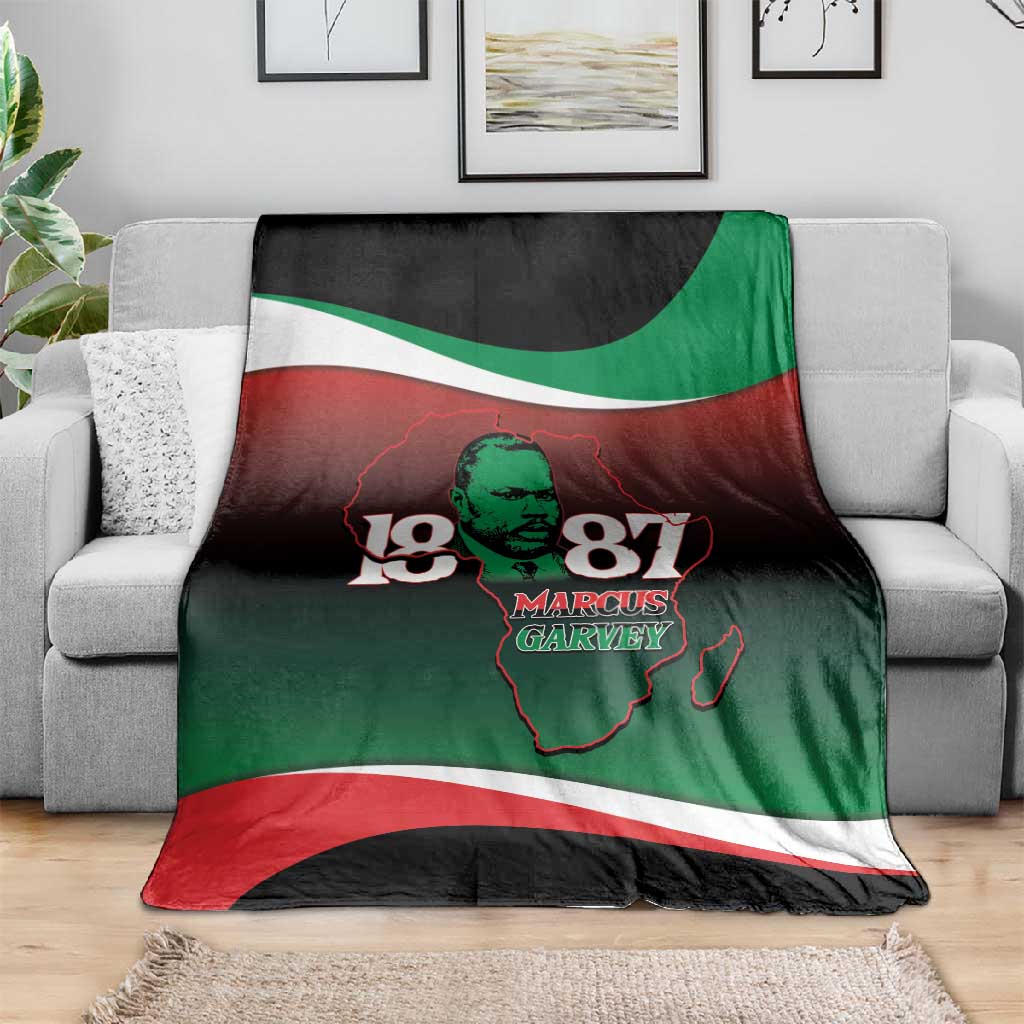 Marcus Garvey 1887 Blanket African Map Curves Style - African Pride