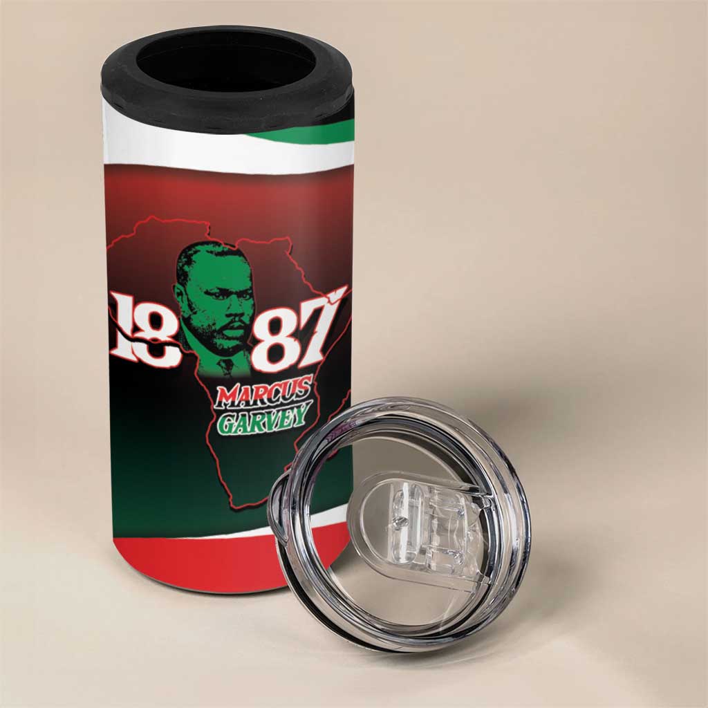 Marcus Garvey 1887 4 in 1 Can Cooler Tumbler African Map Curves Style - African Pride
