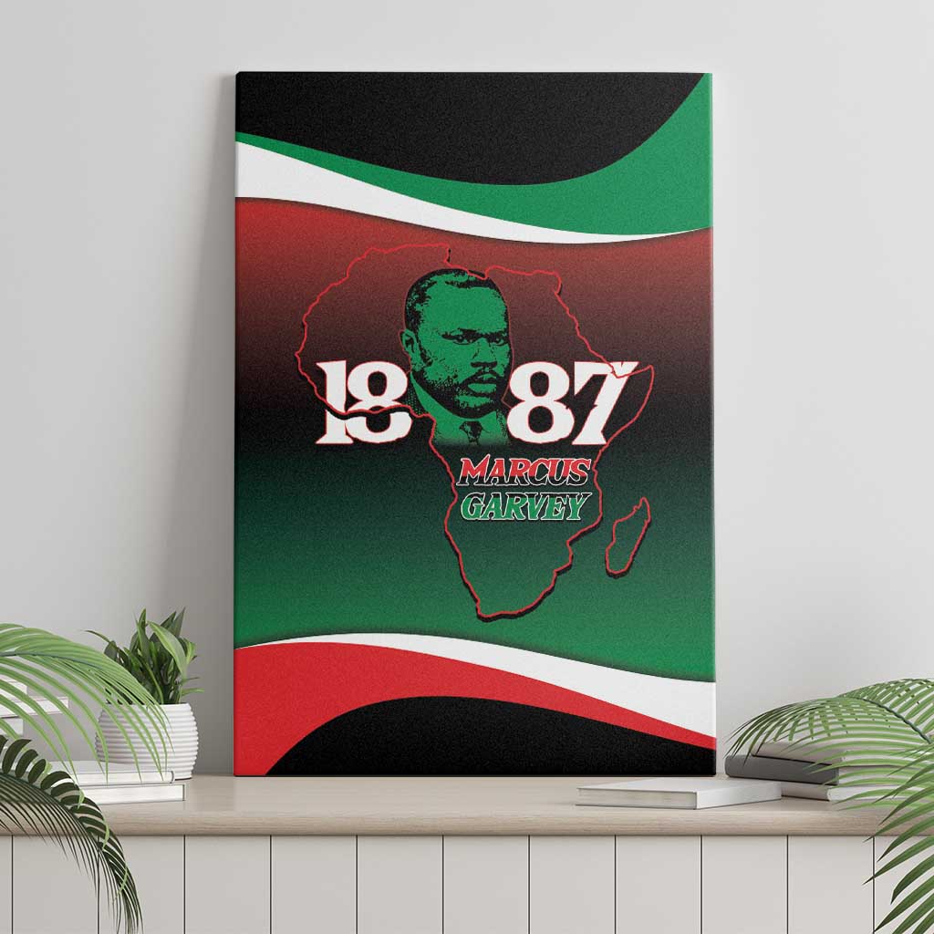 Marcus Garvey 1887 Canvas Wall Art African Map Curves Style - African Pride