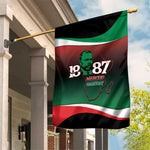 Marcus Garvey 1887 Garden Flag African Map Curves Style - African Pride