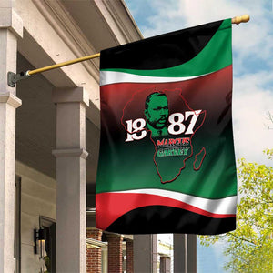 Marcus Garvey 1887 Garden Flag African Map Curves Style - African Pride
