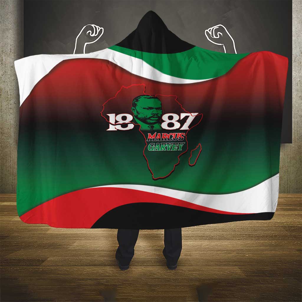 Marcus Garvey 1887 Hooded Blanket African Map Curves Style - African Pride