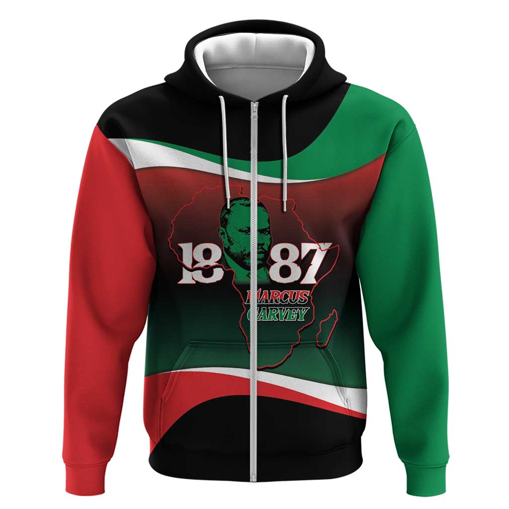 Marcus Garvey 1887 Hoodie African Map Curves Style - African Pride