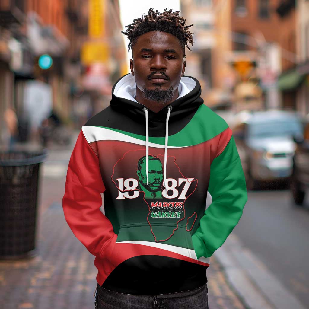 Marcus Garvey 1887 Hoodie African Map Curves Style - African Pride