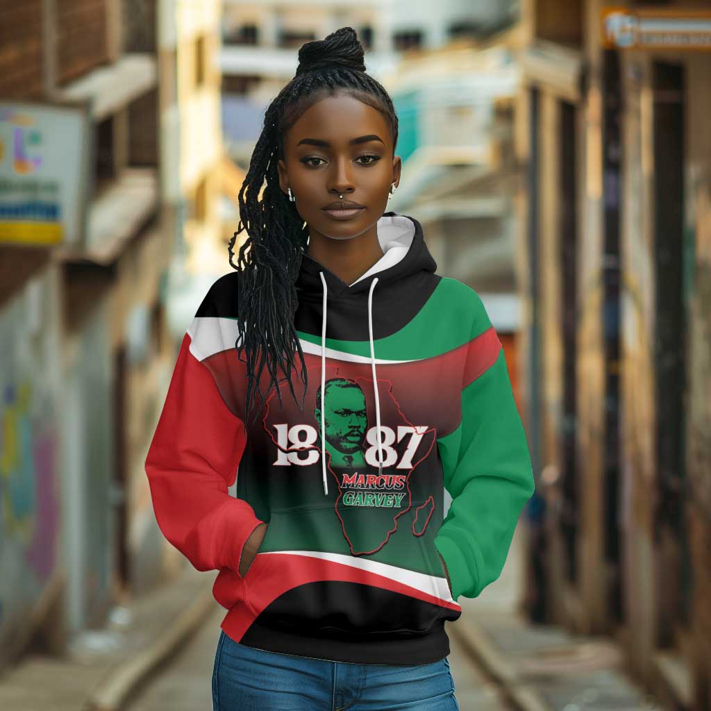 Marcus Garvey 1887 Hoodie African Map Curves Style - African Pride