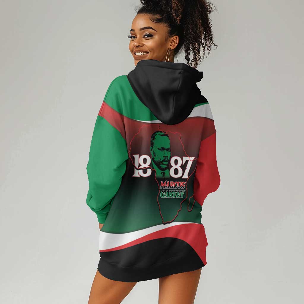 Marcus Garvey 1887 Hoodie Dress African Map Curves Style - African Pride