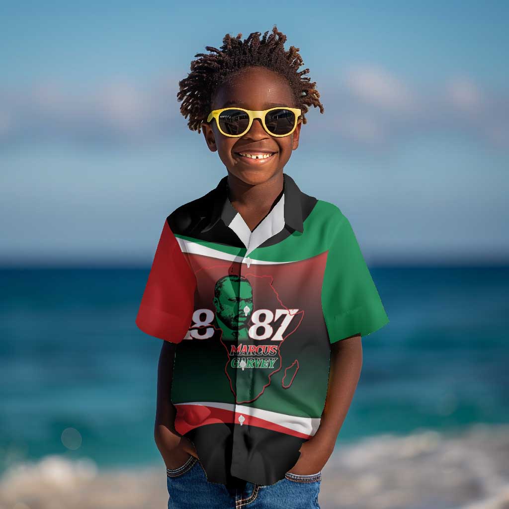 Marcus Garvey 1887 Kid Hawaiian Shirt African Map Curves Style - African Pride