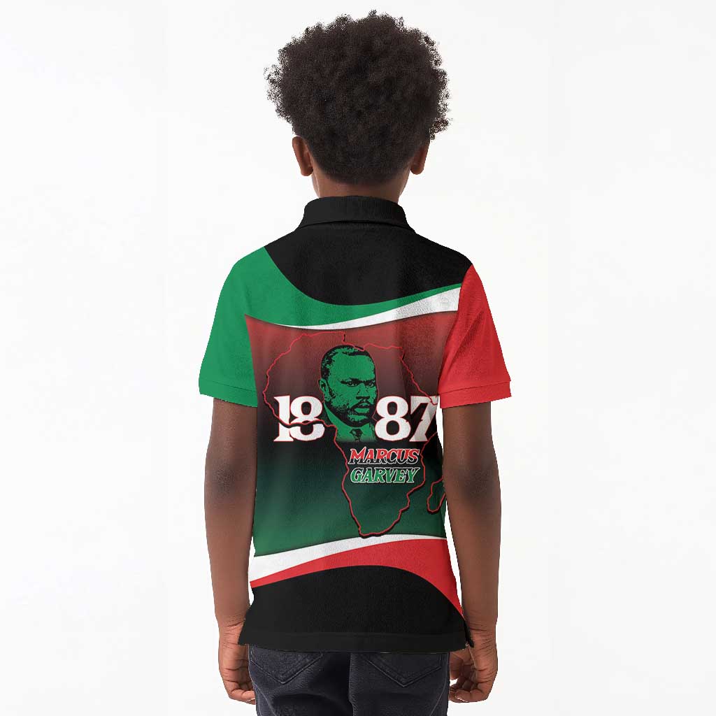 Marcus Garvey 1887 Kid Polo Shirt African Map Curves Style - African Pride