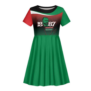 Marcus Garvey 1887 Kid Short Sleeve Dress African Map Curves Style - African Pride