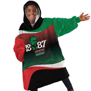 Marcus Garvey 1887 Kid Wearable Blanket Hoodie African Map Curves Style - African Pride