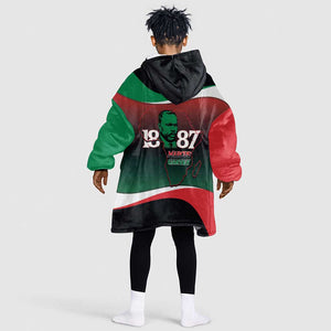 Marcus Garvey 1887 Kid Wearable Blanket Hoodie African Map Curves Style - African Pride