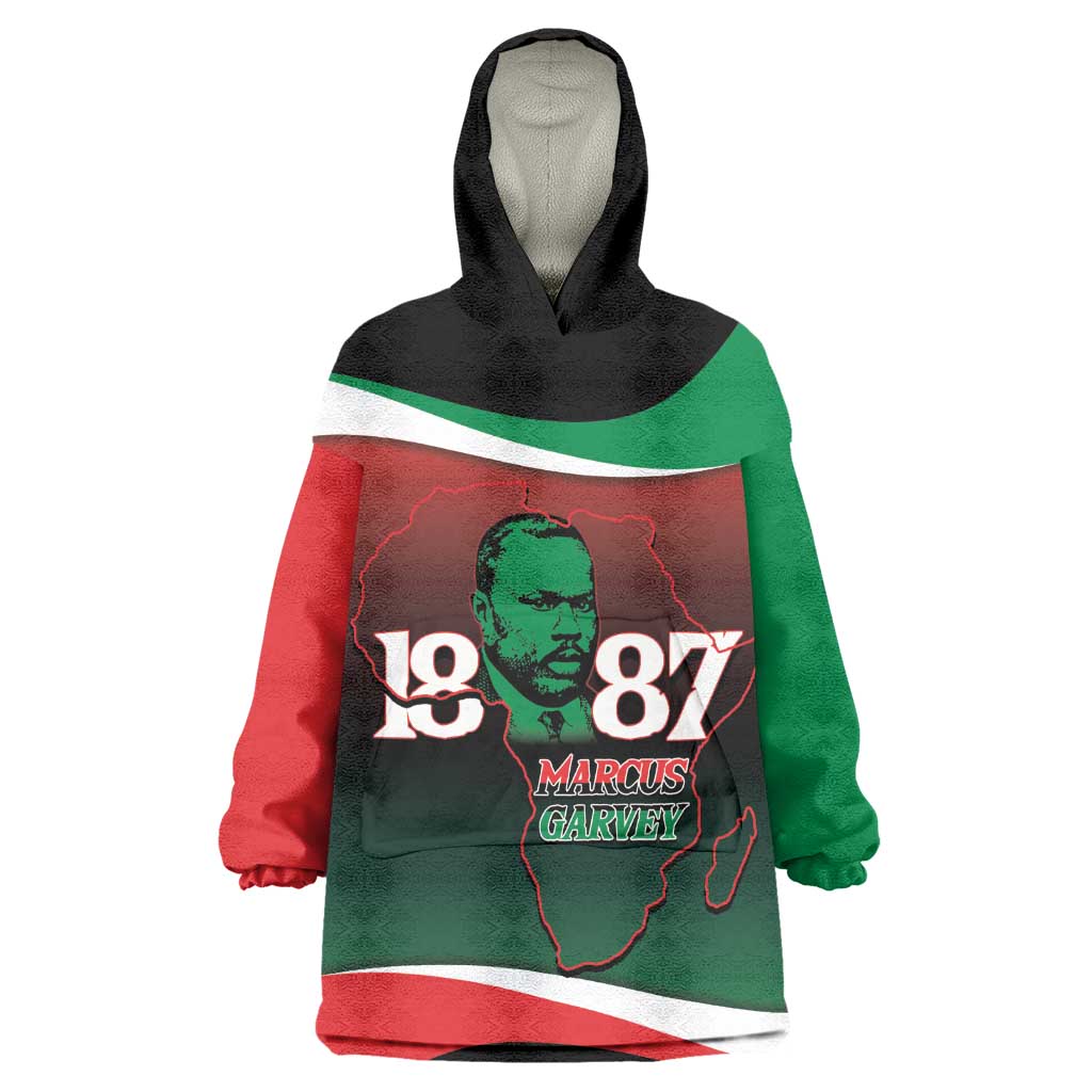 Marcus Garvey 1887 Kid Wearable Blanket Hoodie African Map Curves Style - African Pride