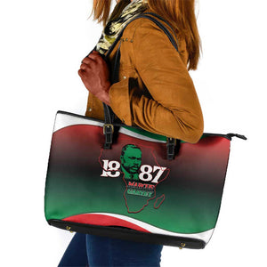 Marcus Garvey 1887 Leather Tote Bag African Map Curves Style - African Pride