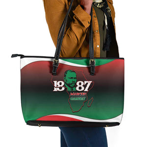 Marcus Garvey 1887 Leather Tote Bag African Map Curves Style - African Pride
