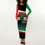 Marcus Garvey 1887 Long Sleeve Bodycon Dress African Map Curves Style - African Pride