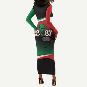 Marcus Garvey 1887 Long Sleeve Bodycon Dress African Map Curves Style - African Pride