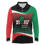 Marcus Garvey 1887 Long Sleeve Polo Shirt African Map Curves Style - African Pride