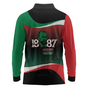 Marcus Garvey 1887 Long Sleeve Polo Shirt African Map Curves Style - African Pride