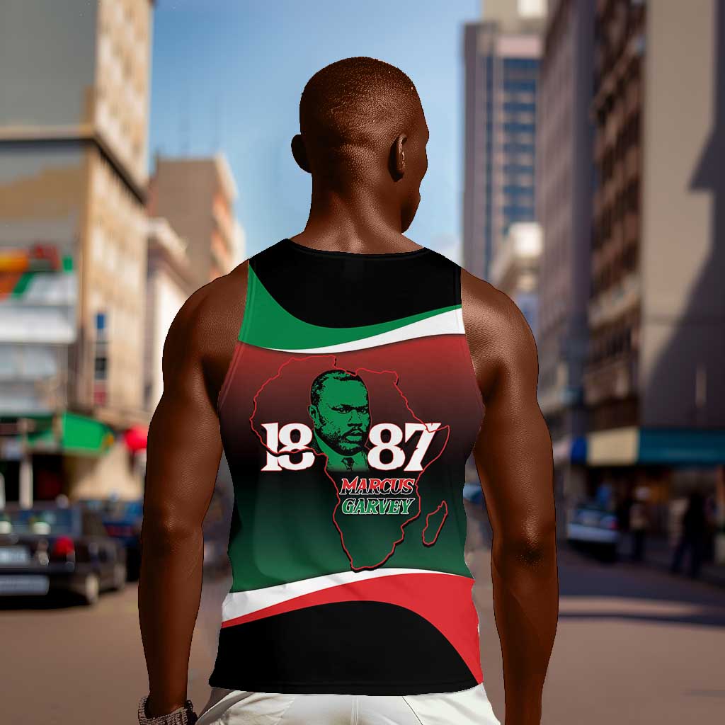 Marcus Garvey 1887 Men Tank Top African Map Curves Style - African Pride