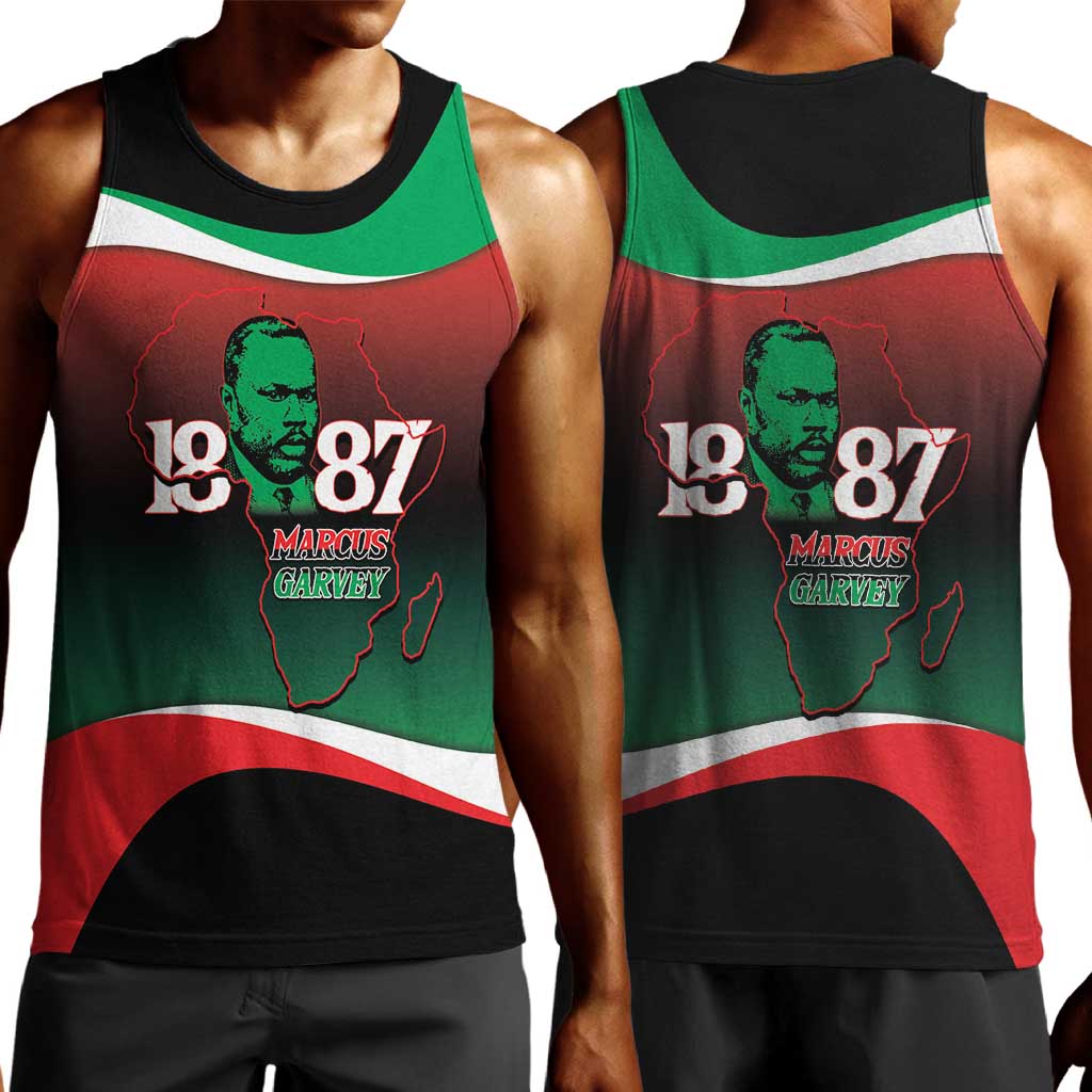 Marcus Garvey 1887 Men Tank Top African Map Curves Style - African Pride